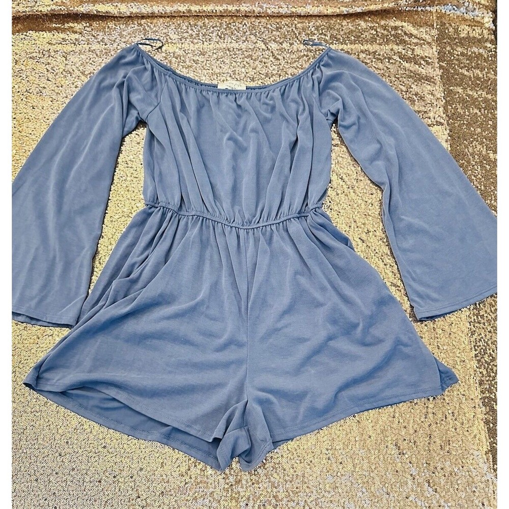 Lavender Field Anthropology Soft Blue Size Large Romper  Pockets C2